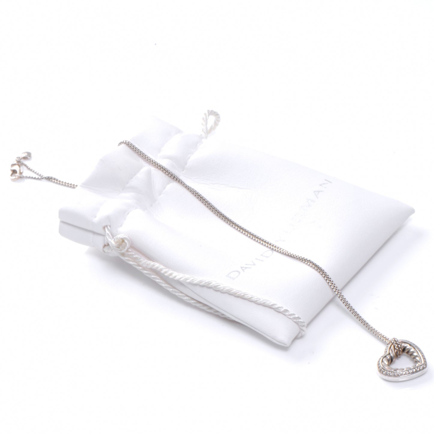 Sterling Silver Diamond Open Heart Cable Necklace