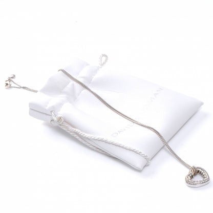 David Yurman Sterling Silver Diamond Open Heart Cable Necklace 4 of 4