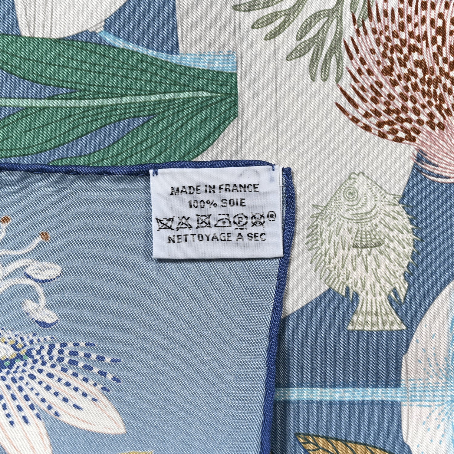 Hermes Silk Twill Precious Paradise Scarf 90 Bleu Jean Vert Orange 2 of 5