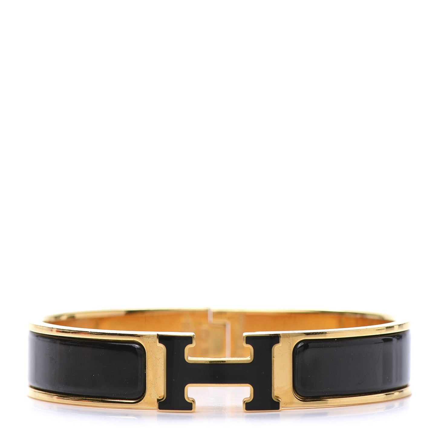 Enamel Narrow Clic Clac H Bracelet PM Black