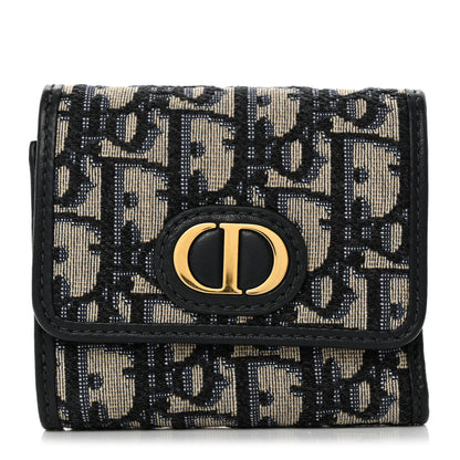 Christian Dior Oblique 30 Montaigne Lotus Wallet Blue 1 of 8
