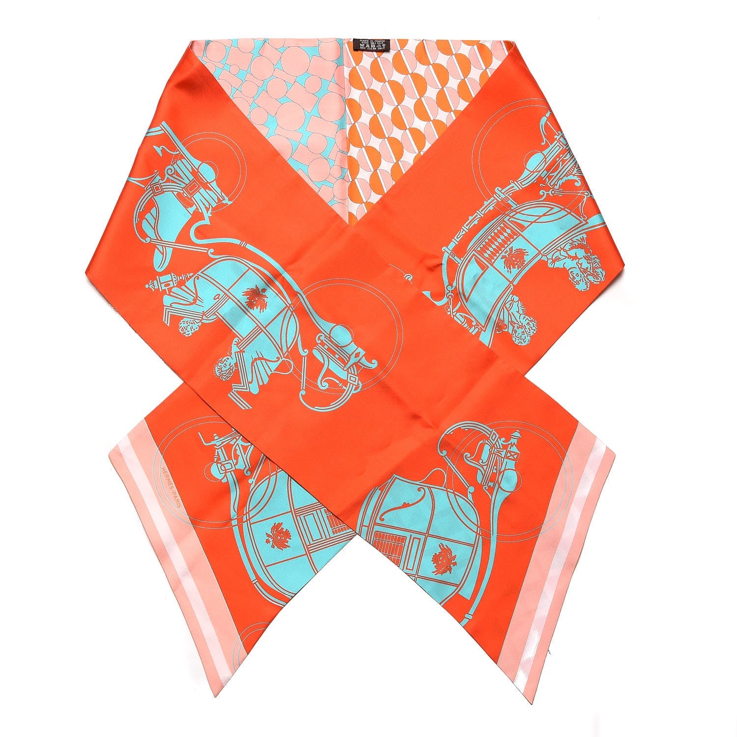 Hermes Silk Ex-Libris en Cravates Maxi Twilly Capucine Turquoise Saumon 1 of 5