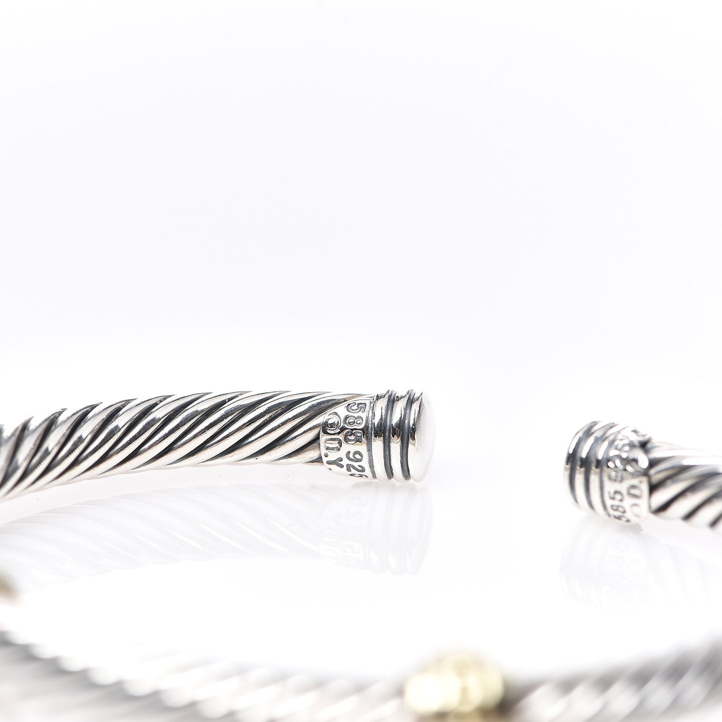 Sterling Silver 14K Yellow Gold 5mm Cable Classics Two Station Bracelet