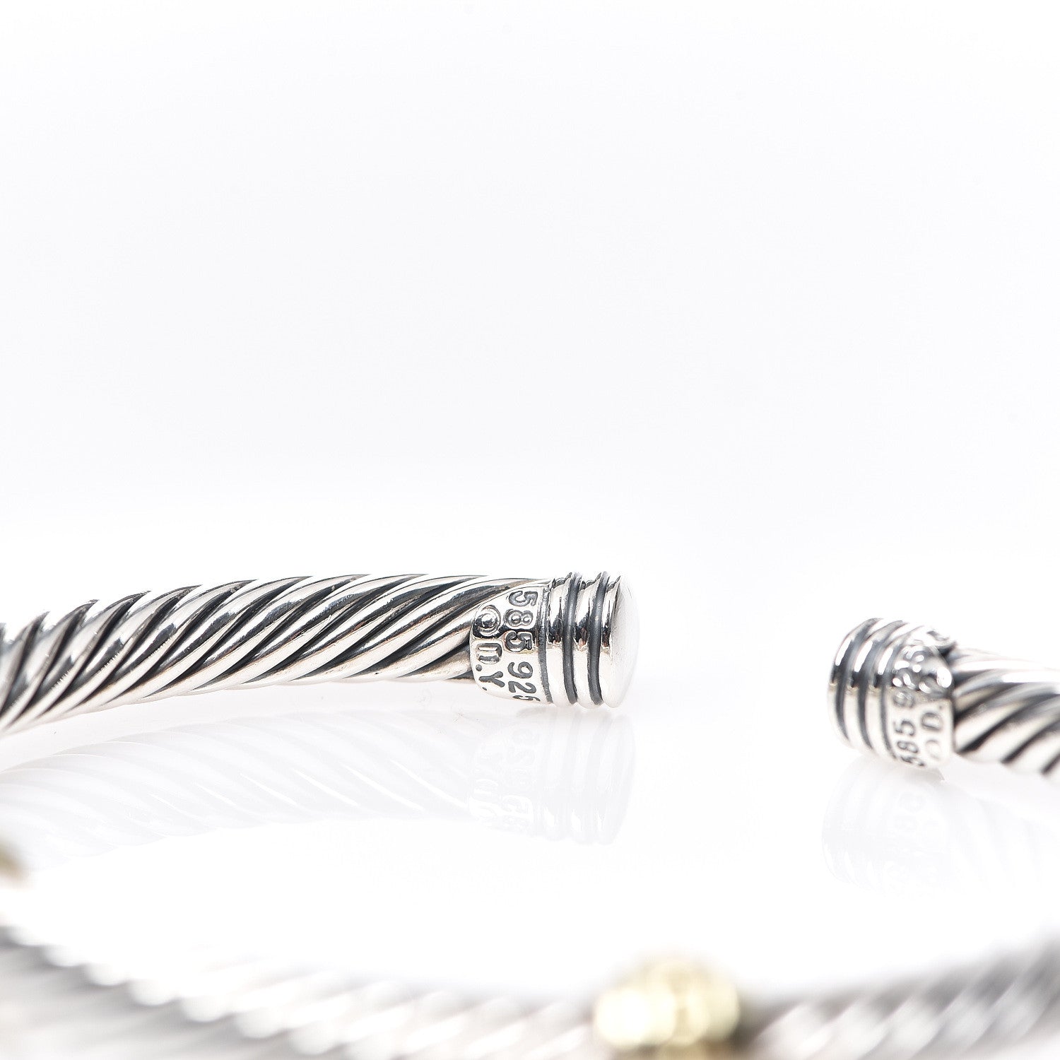 David Yurman Sterling Silver 14K Yellow Gold 5mm Cable Classics Two Station Bracelet 3 of 3