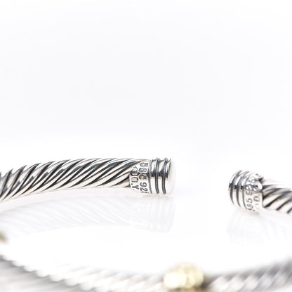 David Yurman Sterling Silver 14K Yellow Gold 5mm Cable Classics Two Station Bracelet 3 of 3