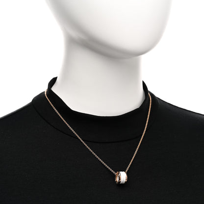 Bulgari 18K Rose Gold White Ceramic B.Zero1 Pendant Necklace 2 of 4