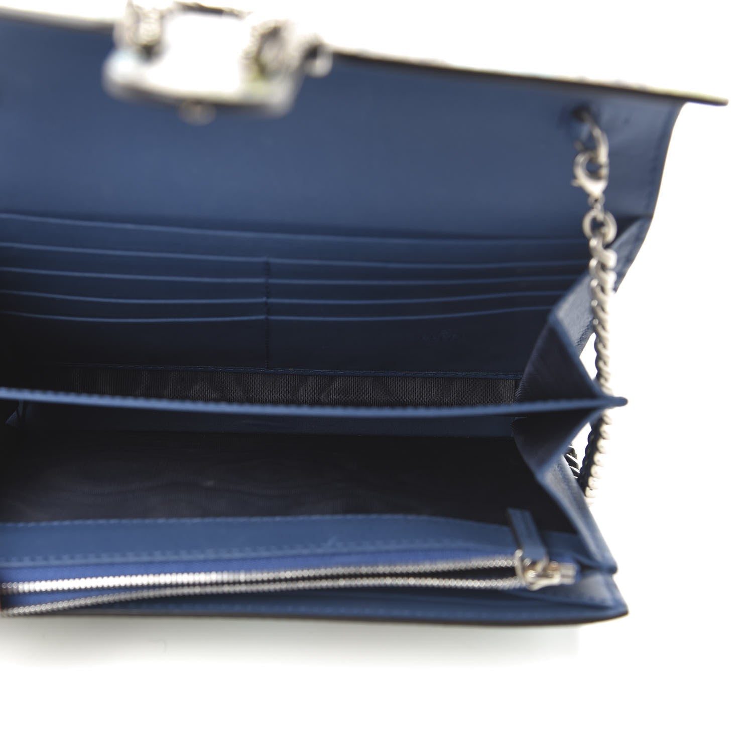 Gucci GG Supreme Monogram Blooms Mini Dionysus Chain Wallet Beige Blue Navy Vintage Blue 5 of 9