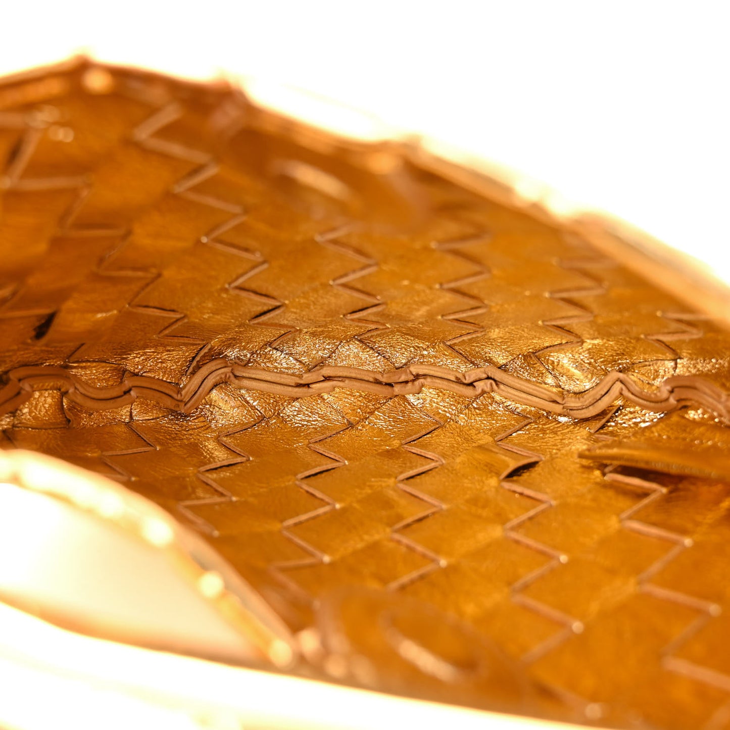 Mirror Laminated Nappa Intrecciato Mini Sardine Bag Gold