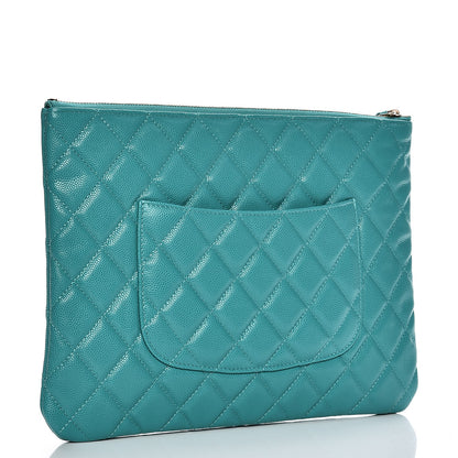 Chanel Iridescent Caviar Quilted Medium Cosmetic Case Turquoise 3 of 7