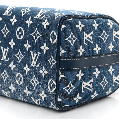 Louis Vuitton Monogram Jacquard Denim Speedy Bandouliere 25 Bleu 8 of 9