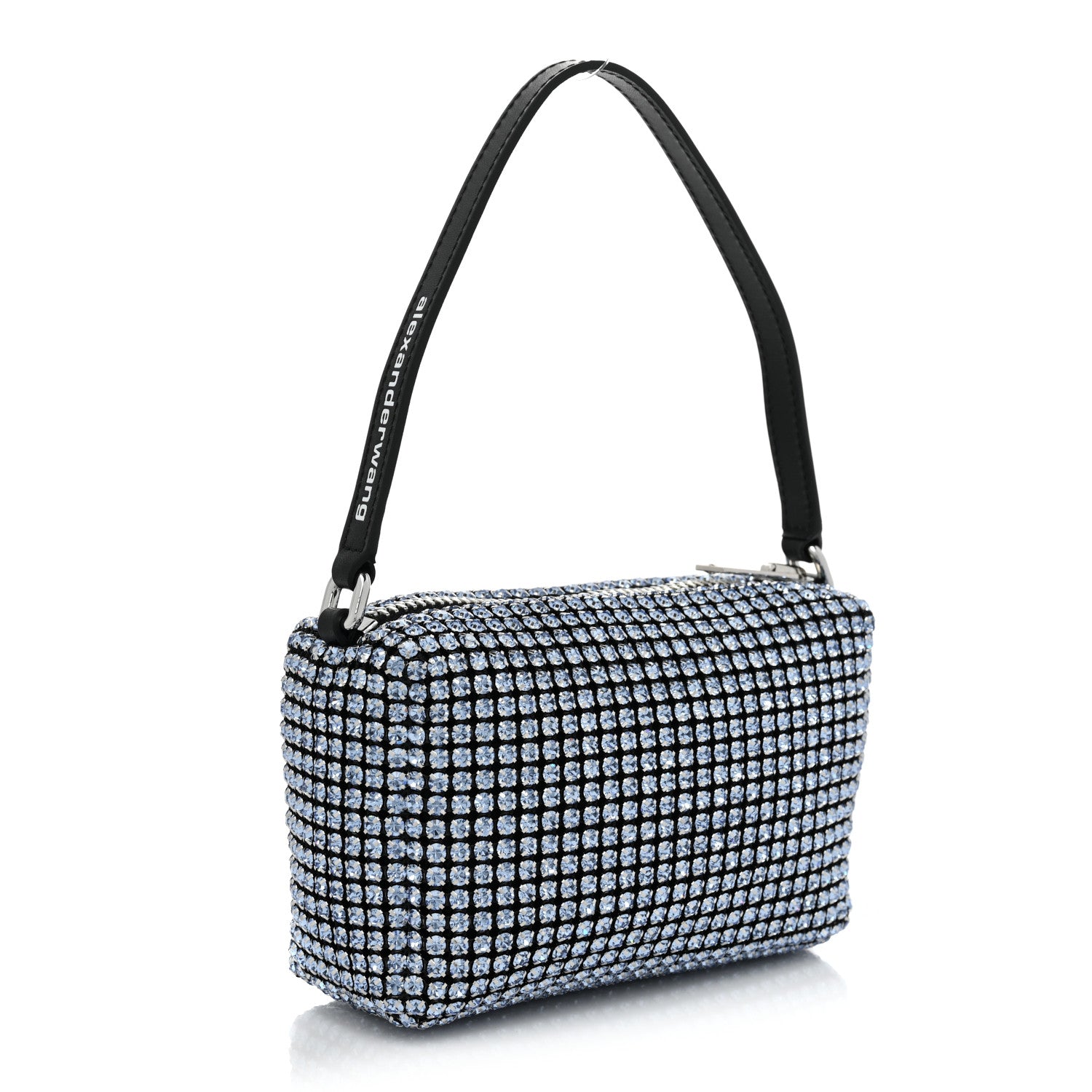 Alexander Wang Mesh Crystal Rhinestone Mini Heiress Pouch Baby Blue 3 of 8