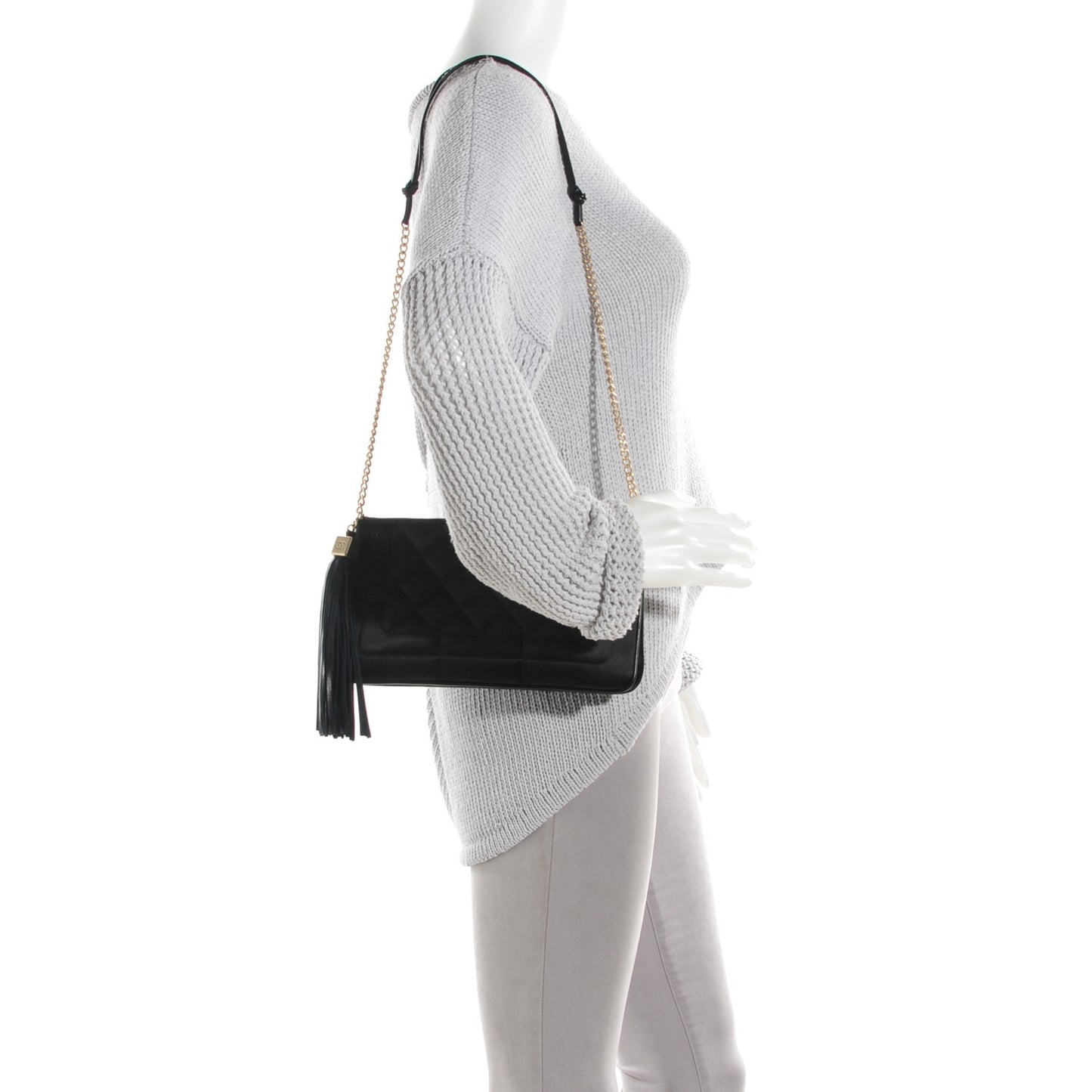 Satin Quilted Evening Bag Black