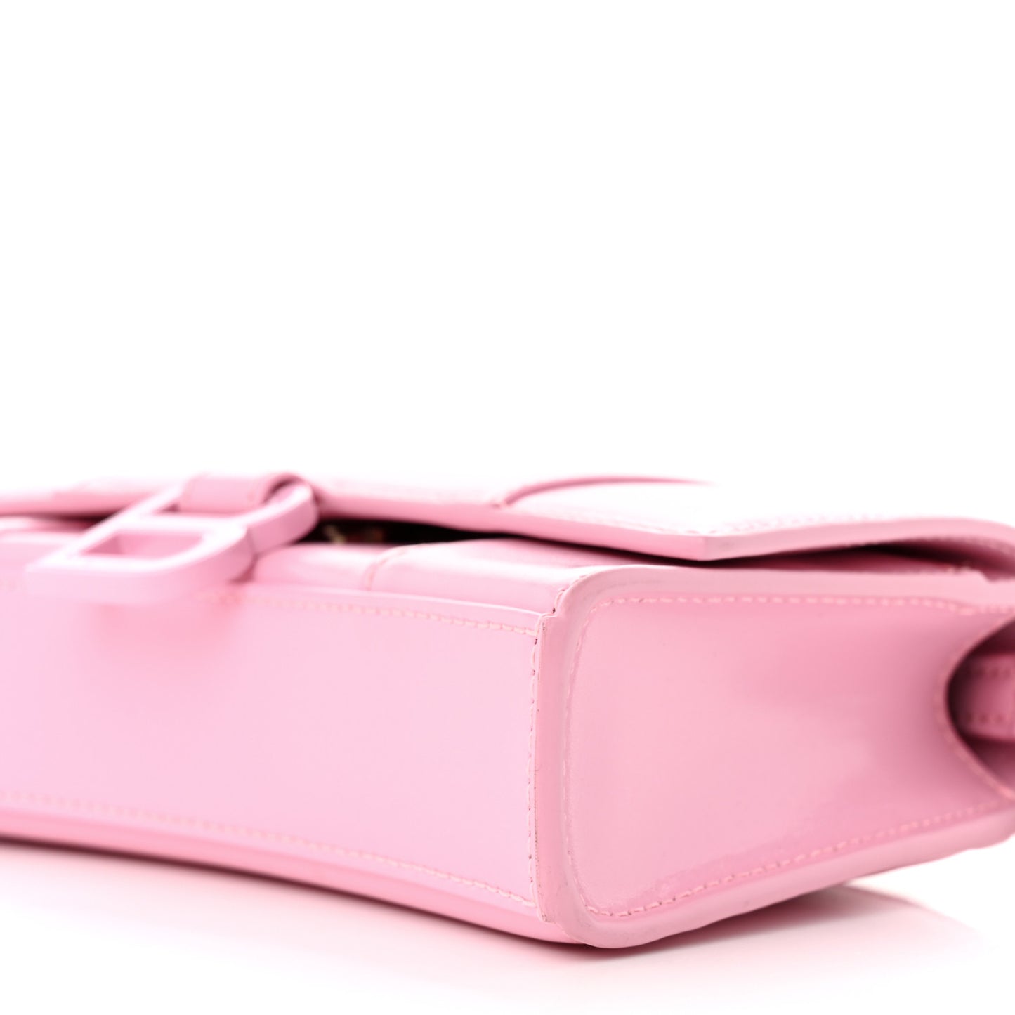 Shiny Box Calfskin Tonal B Hourglass Chain Bag Candy Pink