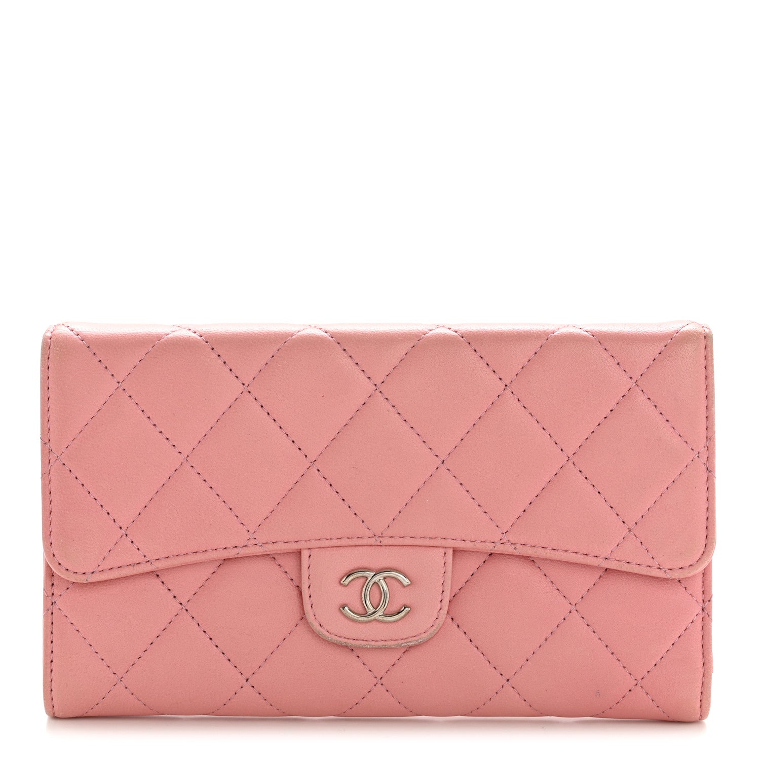 Chanel Lambskin Quilted Large Flap Wallet Pink 1 of 15