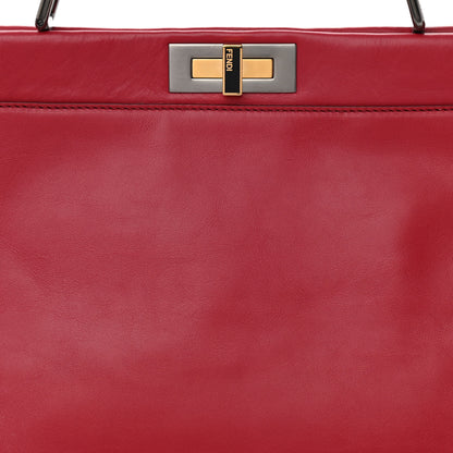 Fendi Vitello Suede Large Peekaboo Iconic Satchel Rubino Peonia 9 of 11