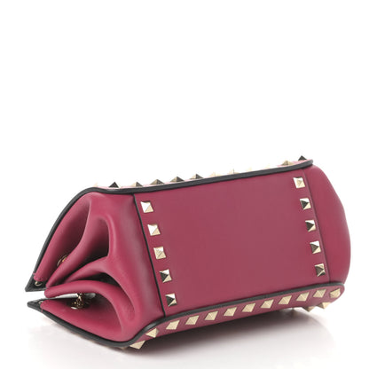 Valentino Garavani Vitello Mini Rockstud Flip-Lock Chain Shoulder Bag Raspberry 4 of 8