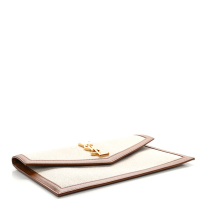 Saint Laurent Canvas Uptown Pouch Natural Beige Brick 4 of 8