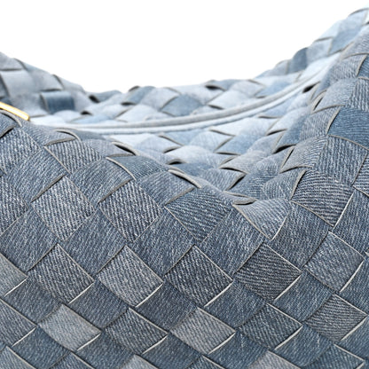 Bottega Veneta Nappa Denim Effect Intrecciato Teen Jodie Hobo Denim 7 of 9