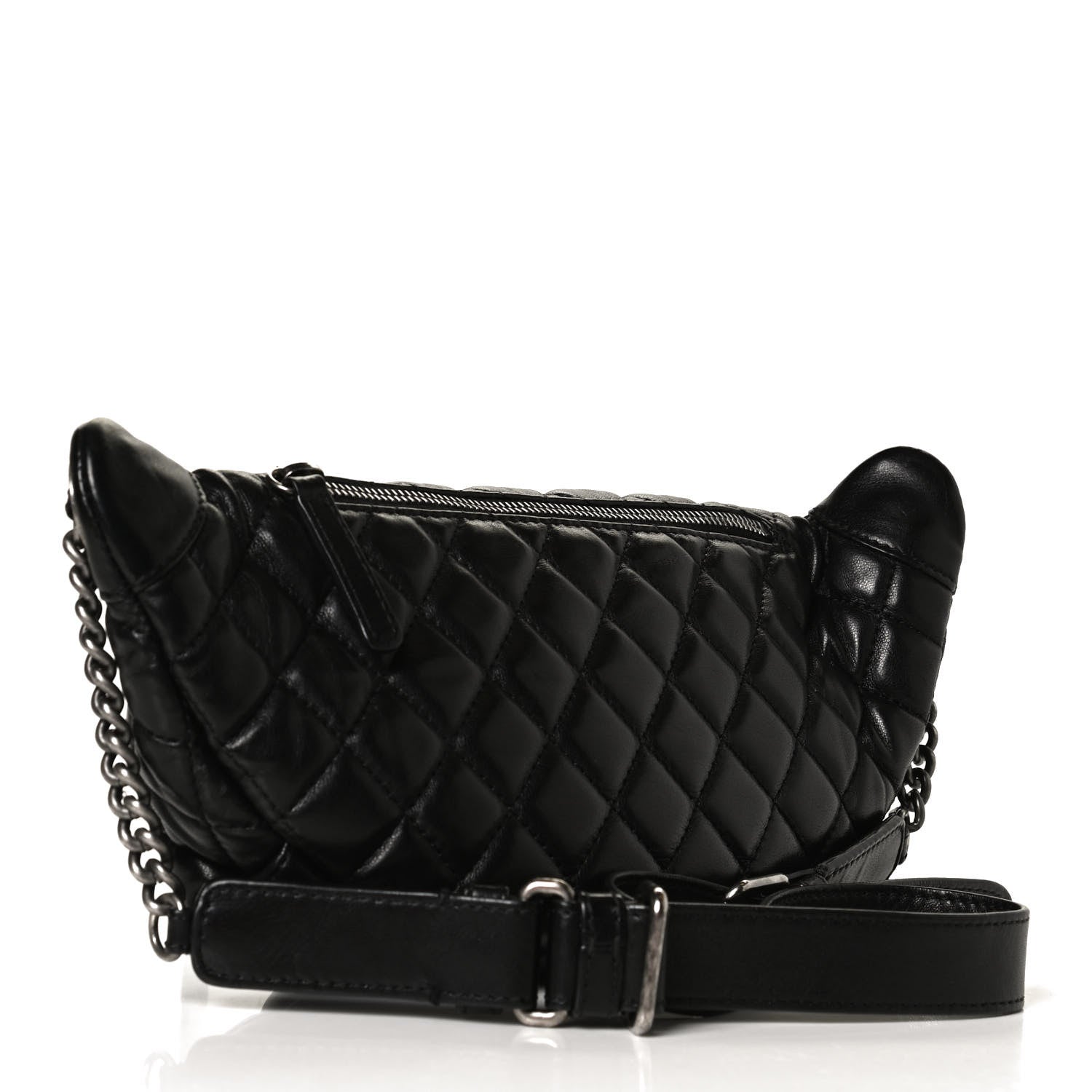 Chanel Lambskin Quilted Banane Waist Bag Fanny Pack Black 3 of 13
