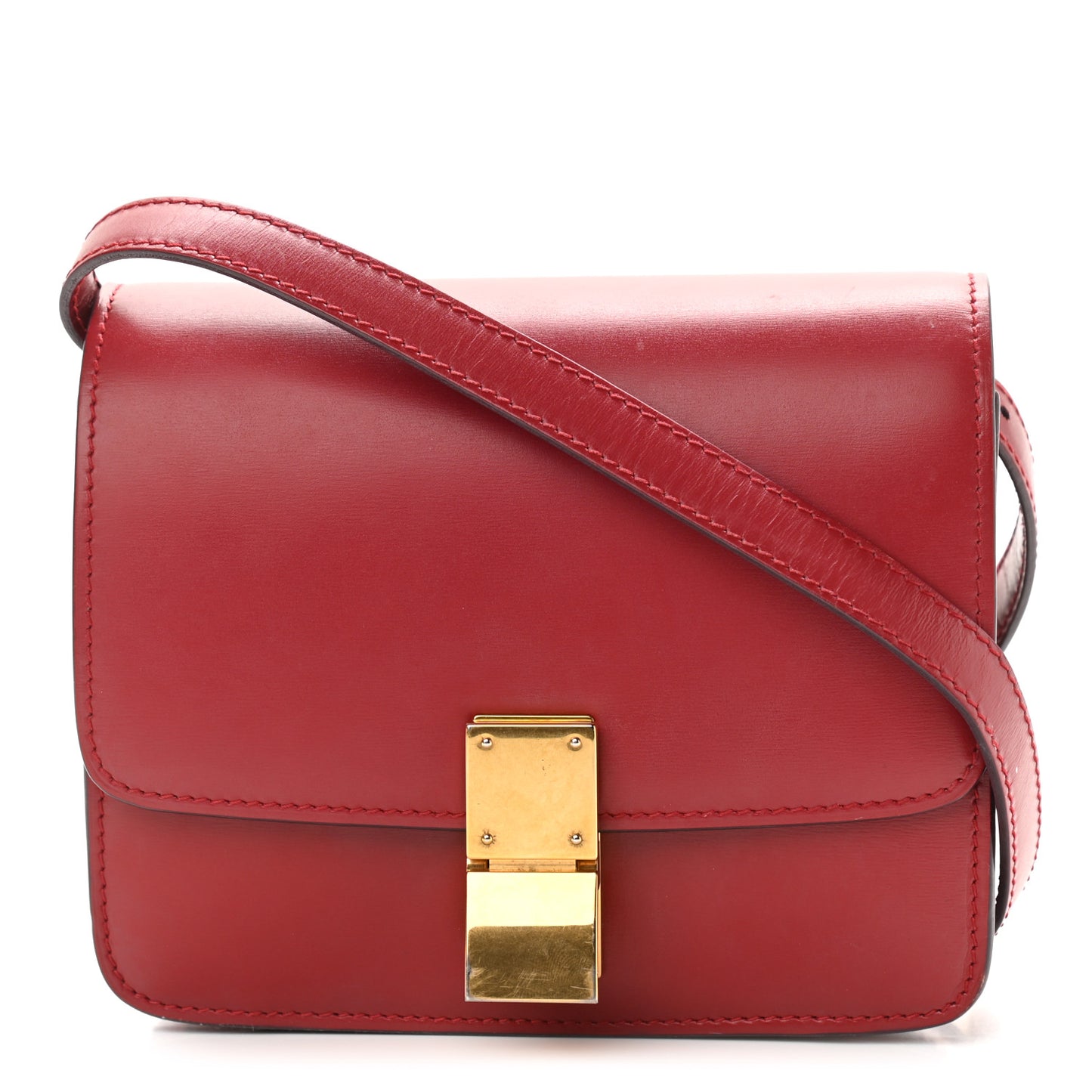 Smooth Calfskin Small Classic Box Flap Bag Red