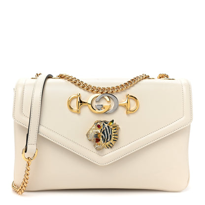 Gucci Vitello Palmellato Lux Crystal Medium Rajah Shoulder Bag Mystic White Multicolor 1 of 14