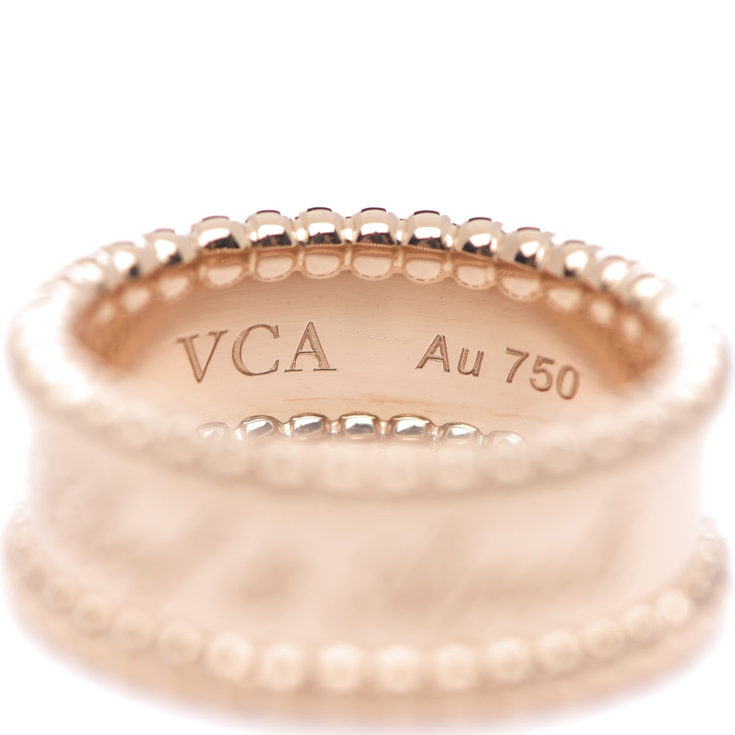 Van Cleef & Arpels 18K Rose Gold Perlee Signature Ring 50 5.25 4 of 5