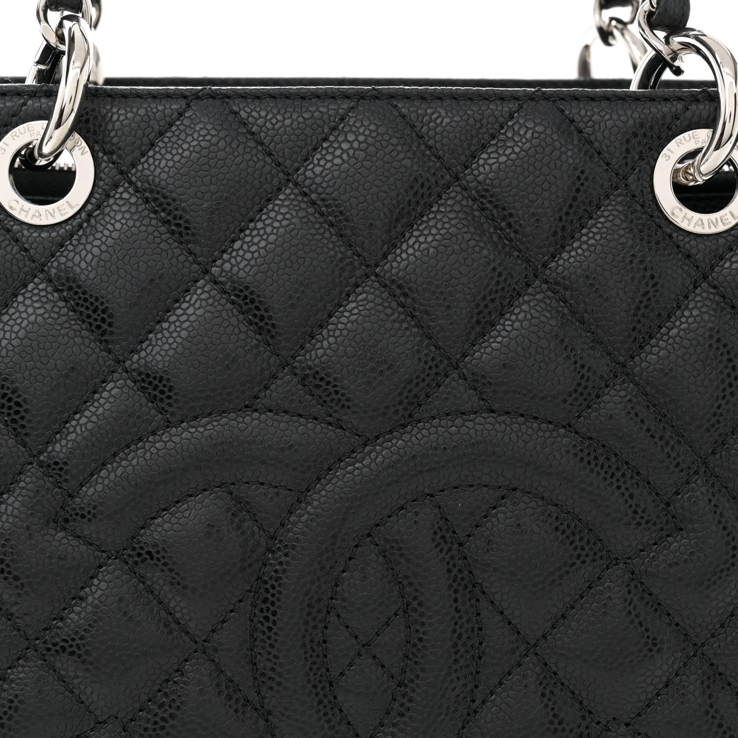 Caviar Quilted Grand Shopping Tote GST Black
