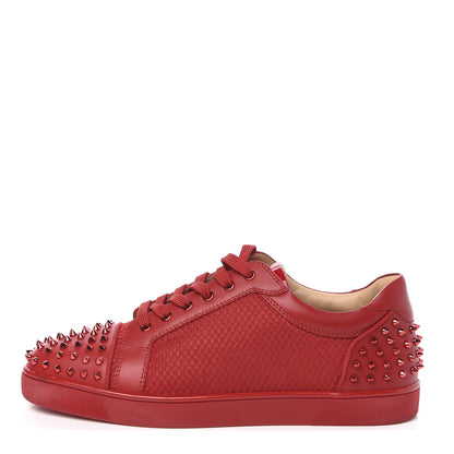 Christian Louboutin Calfskin Mesh Mens Seavaste 2 Flat Sneakers 48 Loubi Red 1 of 13