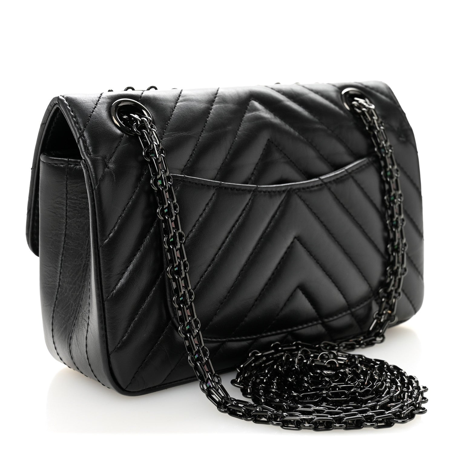 Chanel Aged Calfskin Chevron Quilted 2.55 Reissue Mini Flap So Black 3 of 11