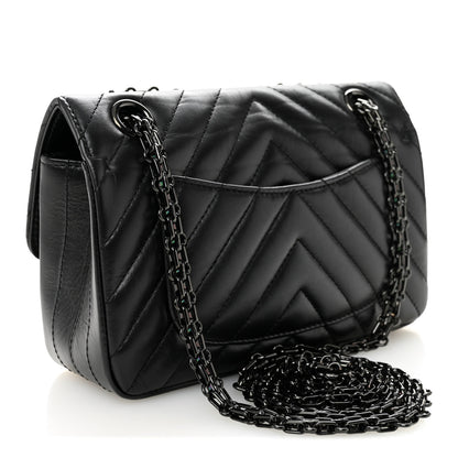 Chanel Aged Calfskin Chevron Quilted 2.55 Reissue Mini Flap So Black 3 of 11