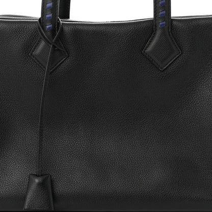 Hermes Taurillon Novillo Tressage Victoria II 35 Black Bleu Encre 8 of 10