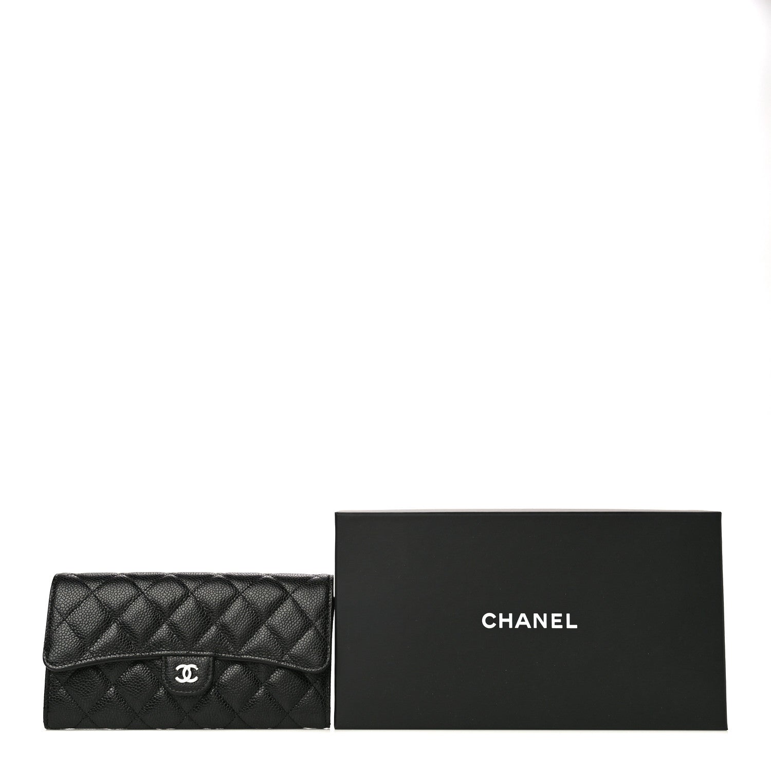 Chanel Caviar Quilted Large Gusset Flap Wallet Black 12 of 12