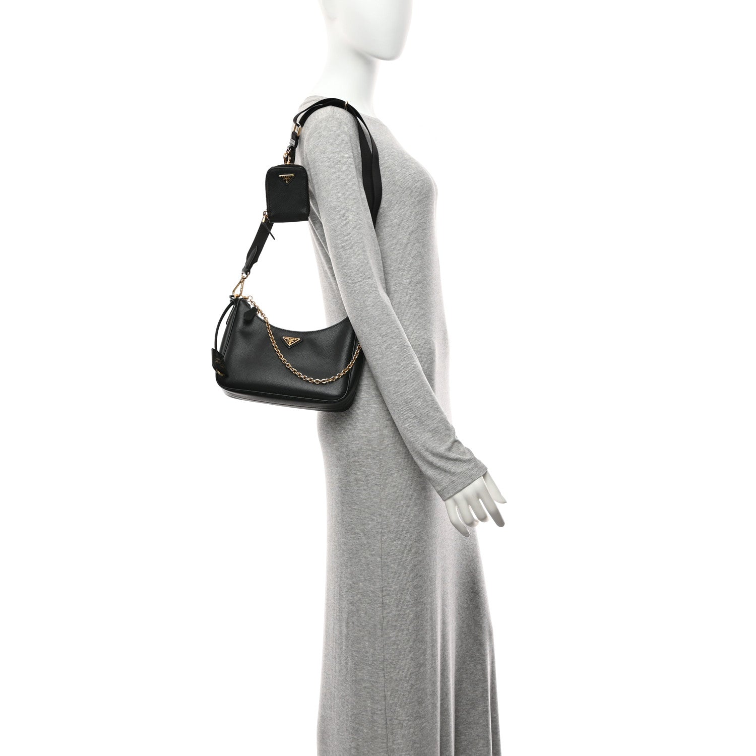 Prada Saffiano Lux Re-Edition 2005 Shoulder Bag Black 2 of 10