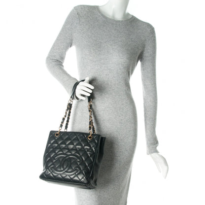 Chanel Caviar Quilted Petit Shopping Tote PST Black 2 of 7