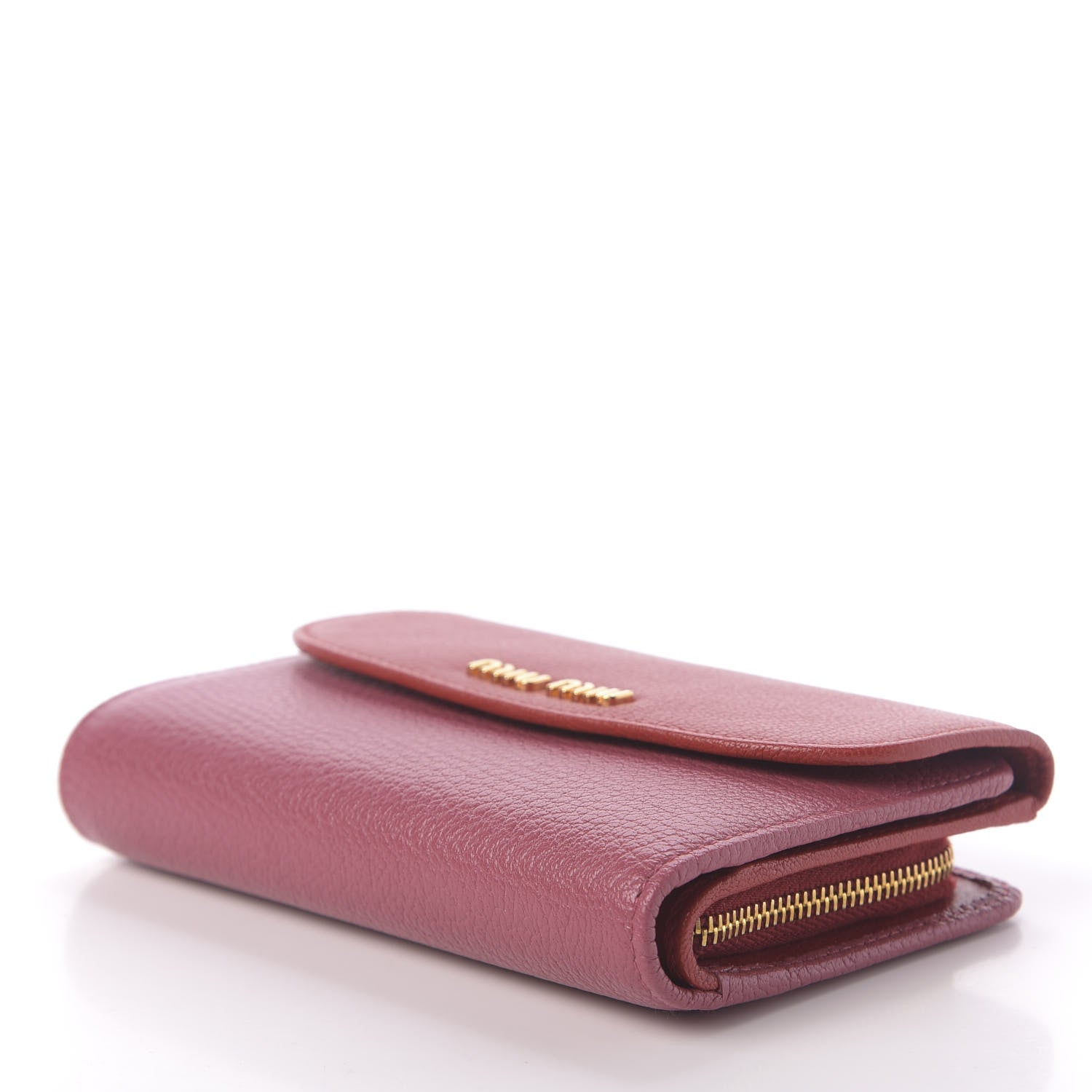 Miu Miu Goatskin Madras Bicolor Flap Wallet Fuoco Bruyere 5 of 10