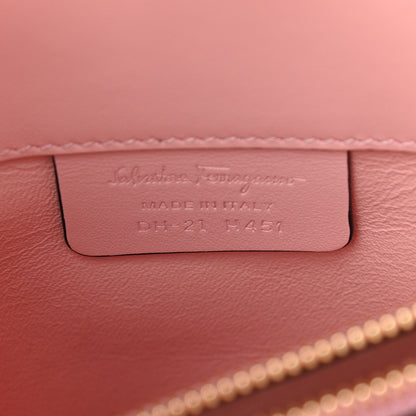 Salvatore Ferragamo Calfskin Studio Top Handle Bag Black Pink 7 of 10