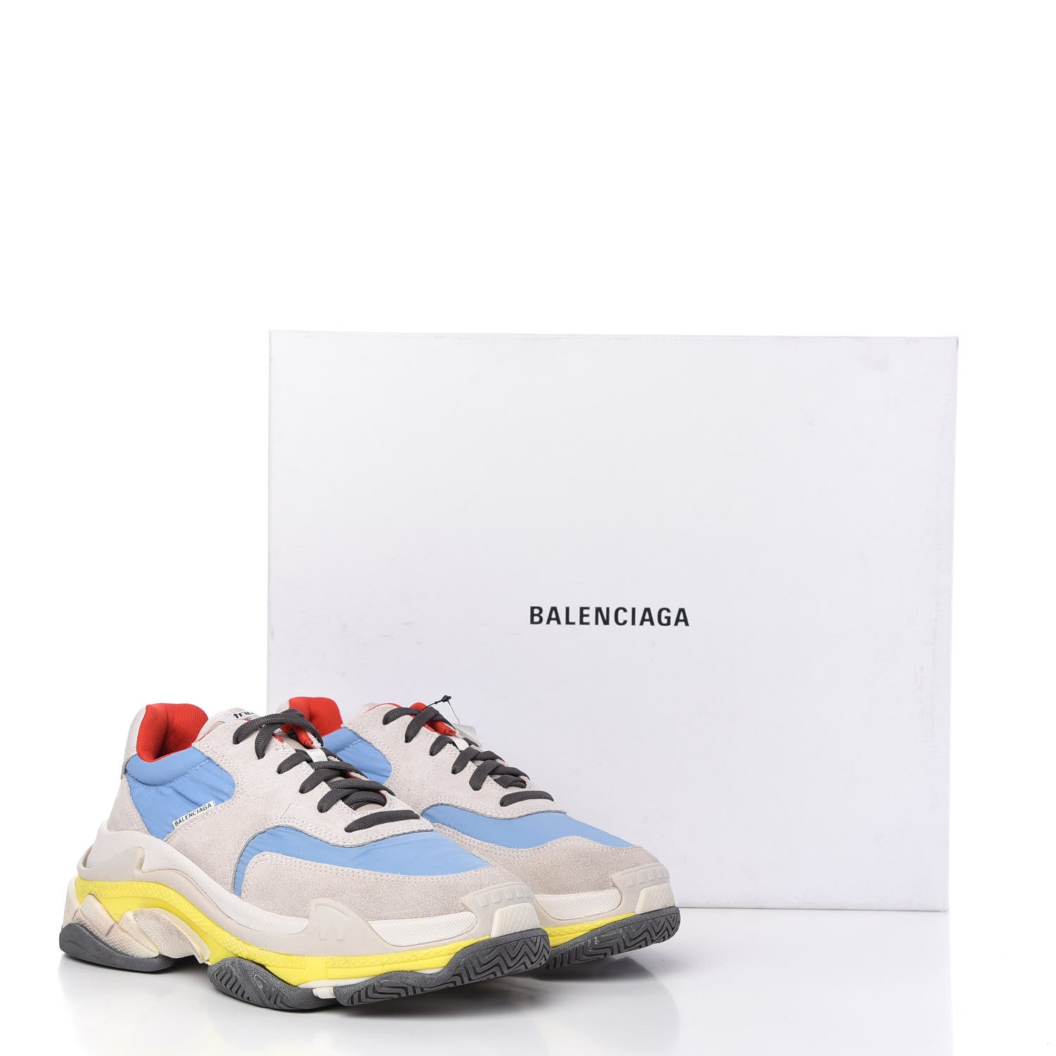 Balenciaga Nylon Suede Womens Triple S 2.0 Sneakers 41 Gris Bleu Rouge 9 of 9