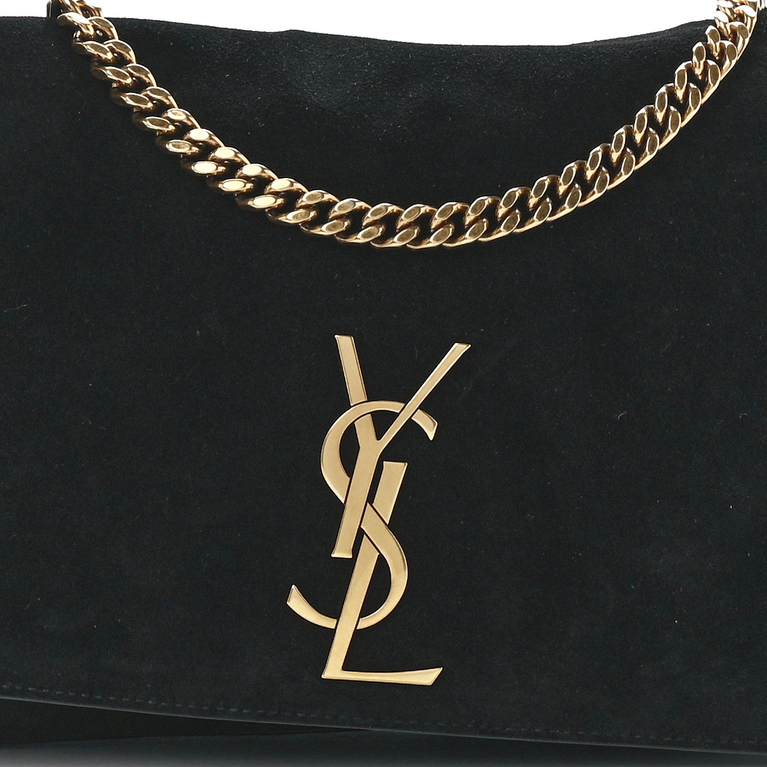 Saint Laurent Smooth Calfskin Suede Medium Reversible Monogram Kate Satchel Black 14 of 20