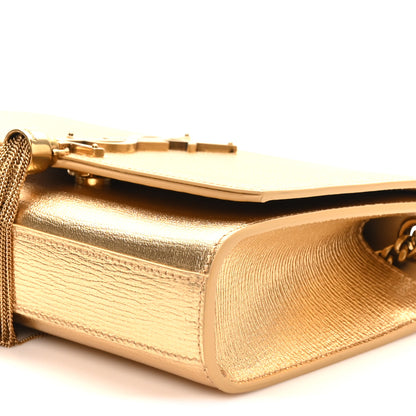 Saint Laurent Metallic Calfskin Small Classic Monogram Kate Tassel Satchel Gold 9 of 10
