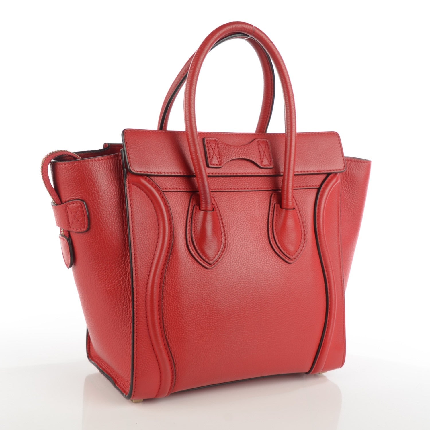 Celine Drummed Calfskin Micro Luggage Coquelicot 3 of 8