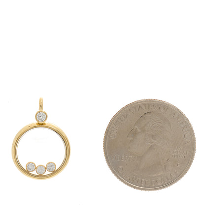Chopard 18K Yellow Gold Diamond Happy Diamonds Round Pendant 2 of 4