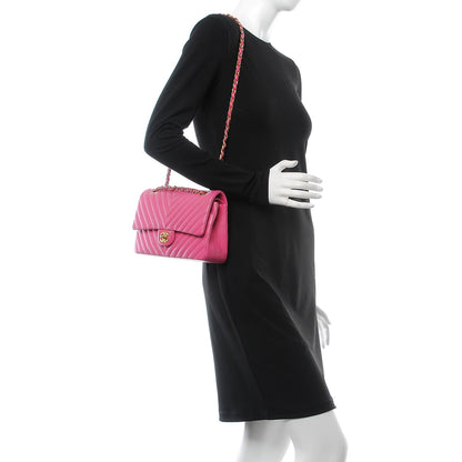 Chanel Lambskin Chevron Quilted Medium Double Flap Pink 3 of 13