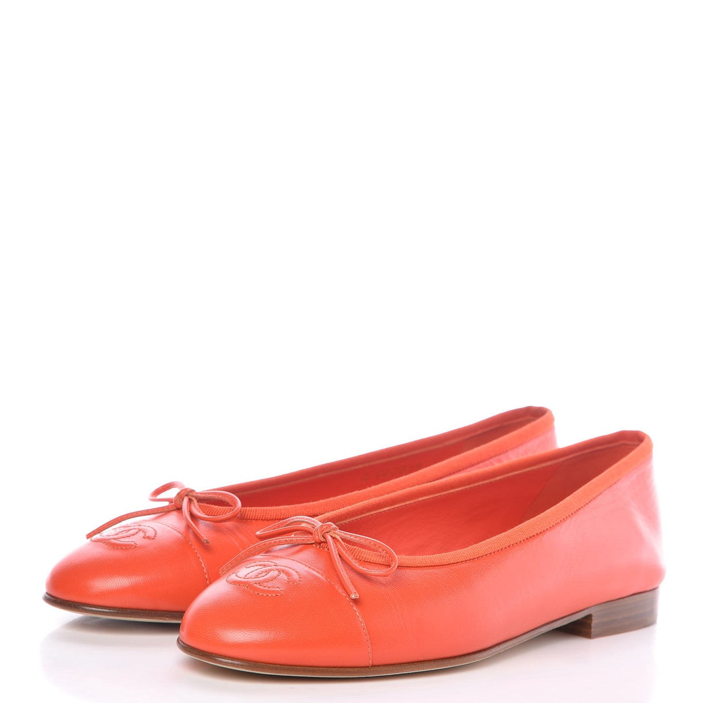 Goatskin Cap Toe CC Ballerina Flats 37 Orange