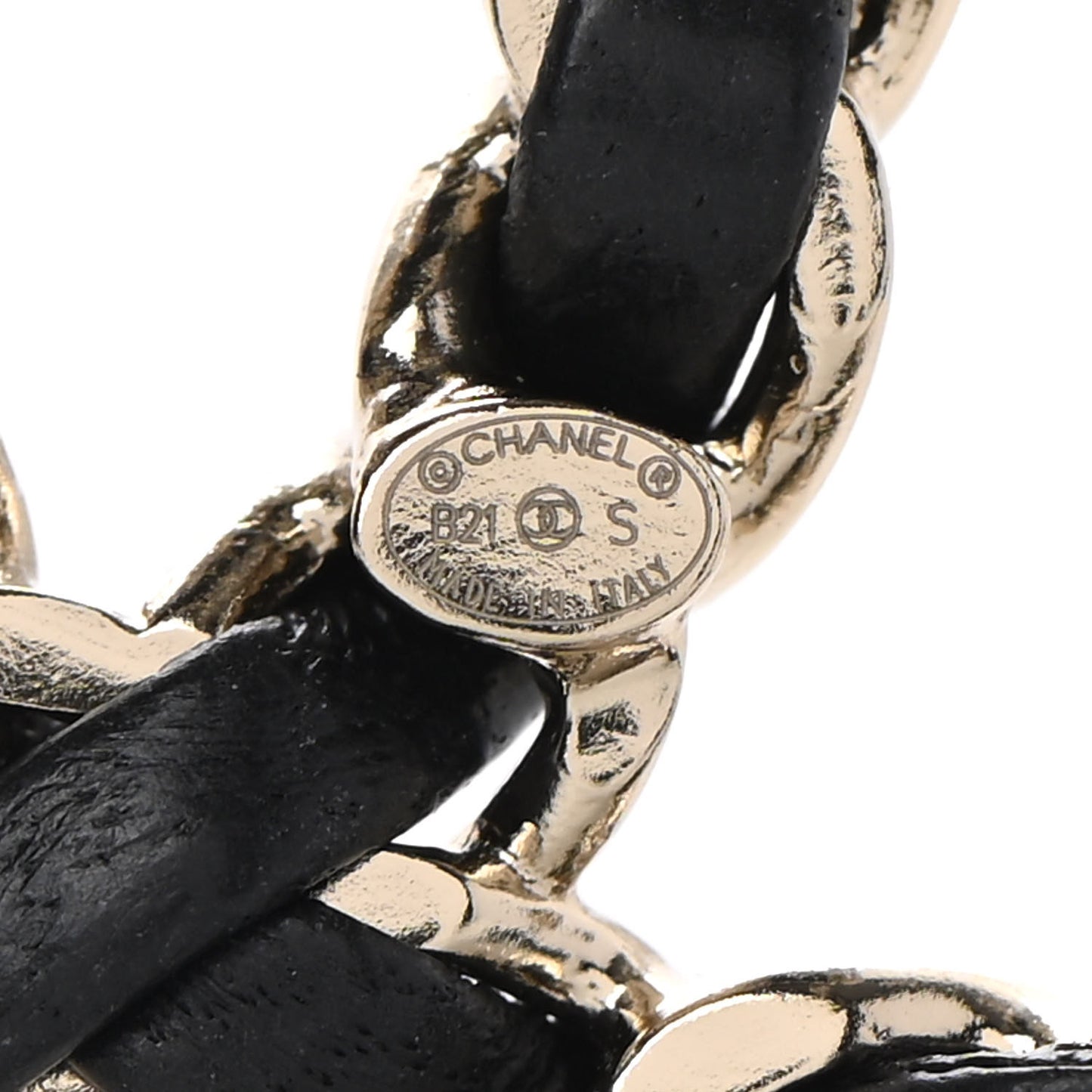 Lambskin Chain CC Brooch Black Gold