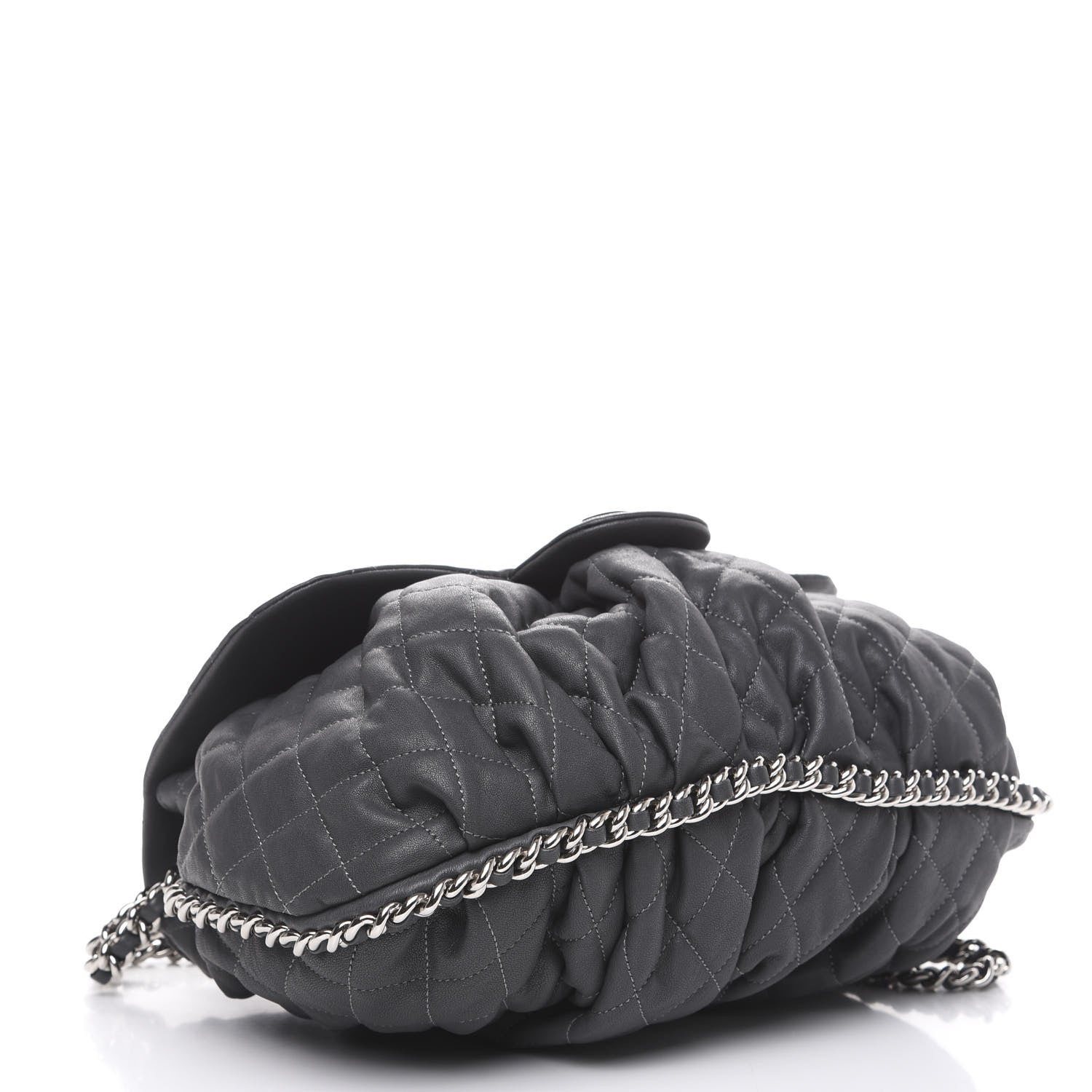 Chanel Crumpled Lambskin Quilted Medium Chain Around Flap Dark Grey 3 of 10