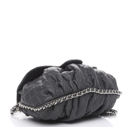 Chanel Crumpled Lambskin Quilted Medium Chain Around Flap Dark Grey 3 of 10
