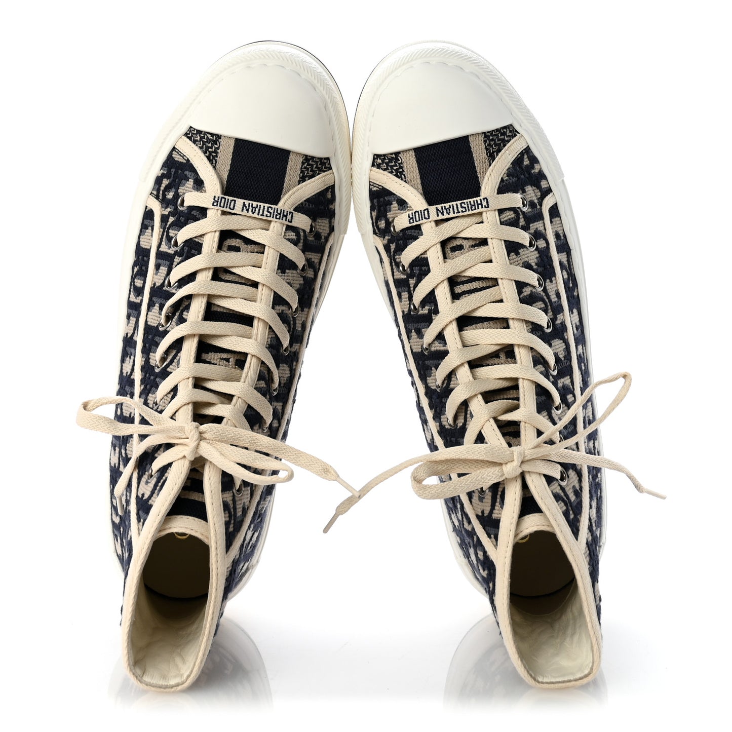 Technical Knit Calfskin Oblique Womens Walk'n Dior High Top Sneakers 41 Deep Blue