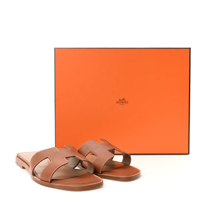 Hermes Box Calfskin Oran Sandals 35 Gold 10 of 10