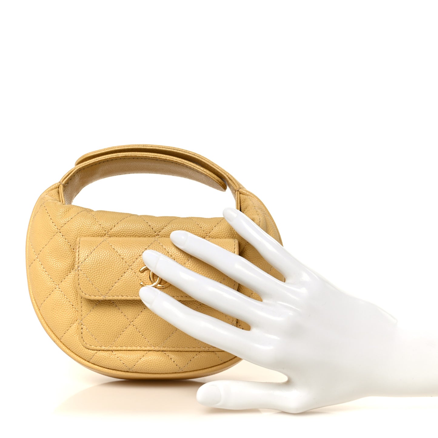 Caviar Quilted Polly Pocket Pouch Hobo Yellow