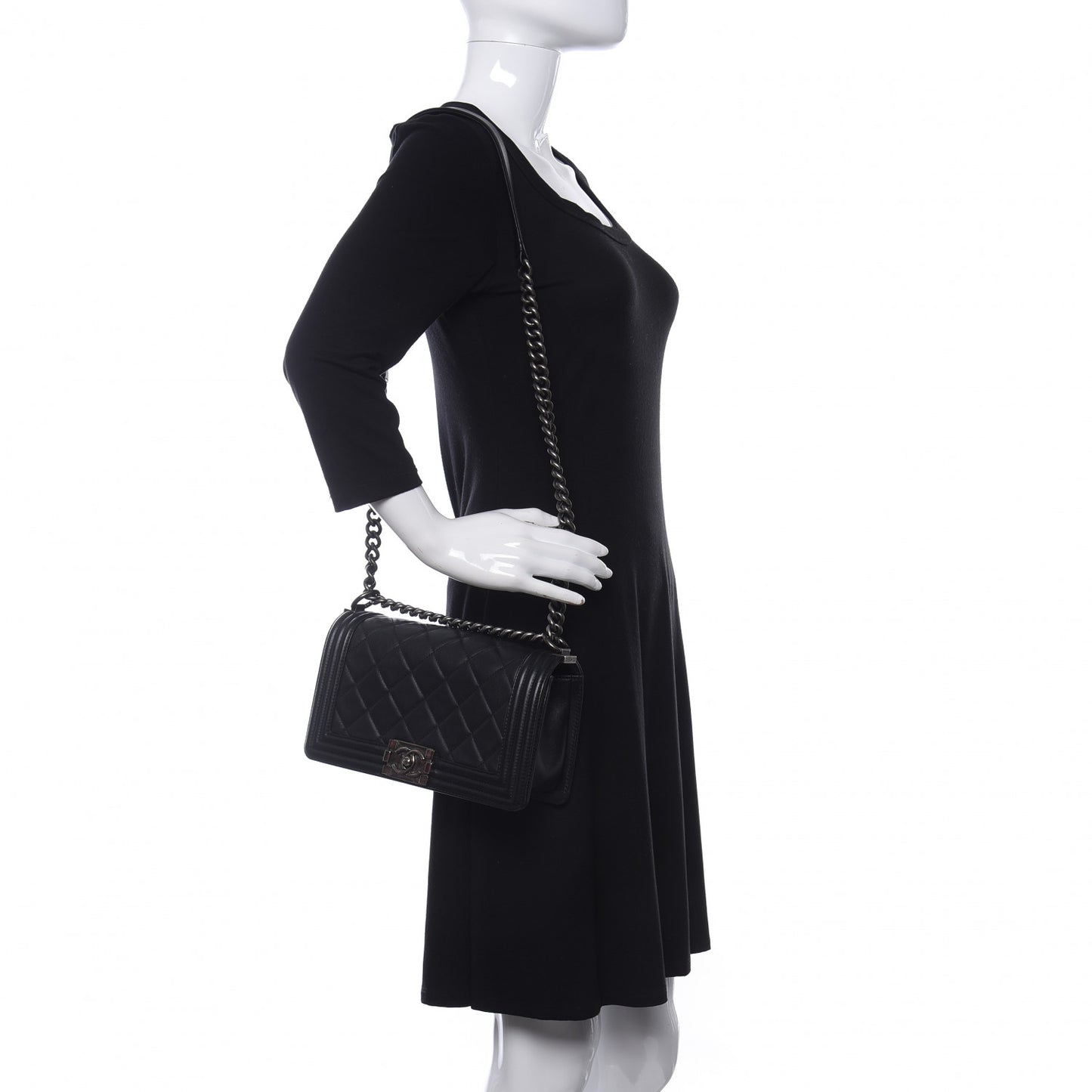 Calfskin Quilted Medium Boy Flap Black